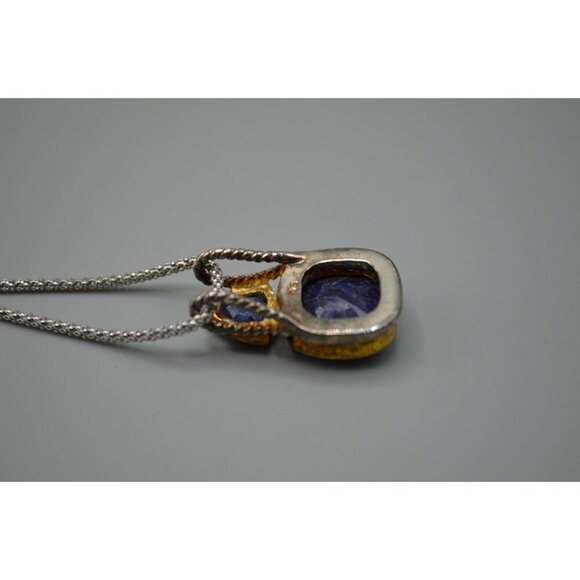 Lapis Lazuli Geometric Necklace Square + Triangle Cut 925 Silver Italy ADI 9.53g - Picture 5 of 9